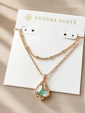 Kendra Scott Cory Rose Gold Blush Glass Necklace
